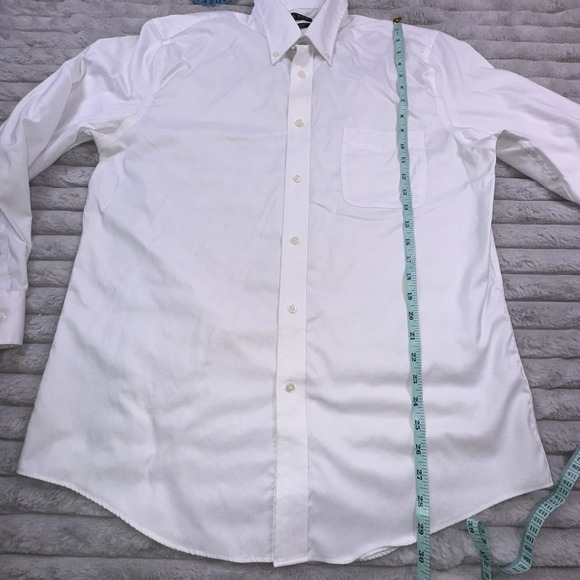 Lauren Ralph Lauren Large 16 White Button Down Stretch‎ Fabric Regular Fit Shirt - Picture 9 of 11